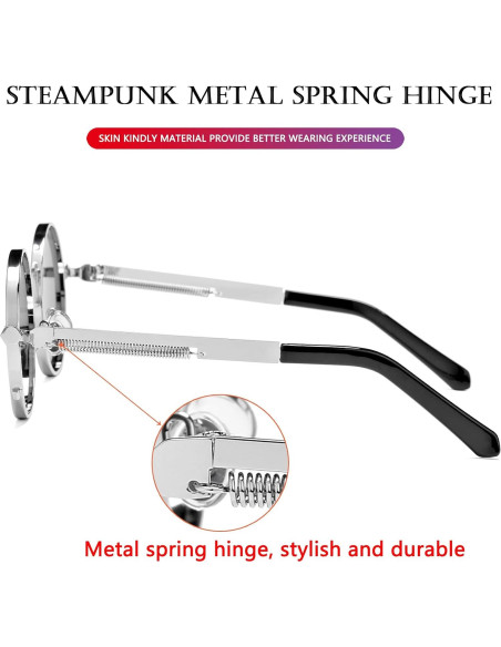 Gafas de sol redondas AIEYEZO steampunk con marco metálico