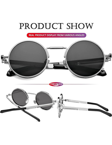 Gafas de sol redondas AIEYEZO steampunk con marco metálico