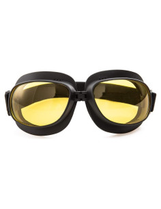 Gafas de Motocicleta Evomosa Vintage Marco Negro Lente Amarilla