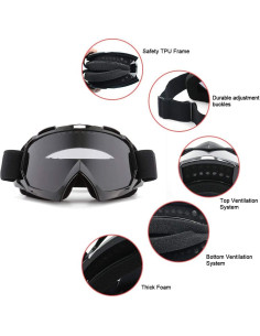 Gafas de Motocross SPOSUNE UV400 Lente Negra y Gris 2