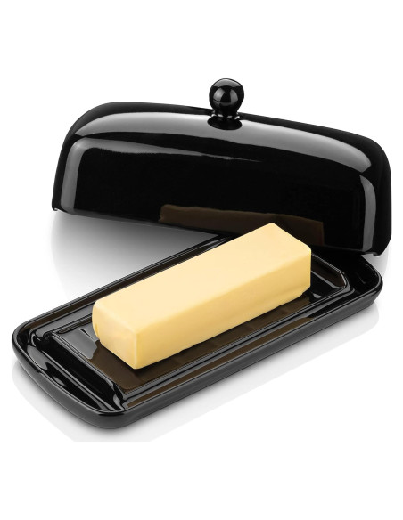 Plato de Mantequilla Nucookery Cerámica con Tapa Negra 113g