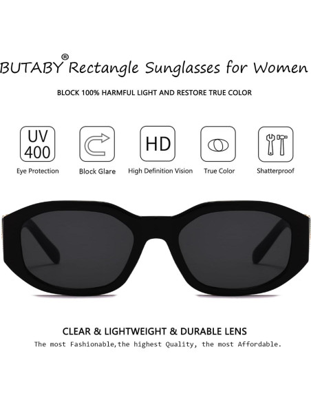 Gafas de sol rectangulares BUTABY UV400 para mujeres Gafas de sol rectangulares BUTABY UV400 para mujeres