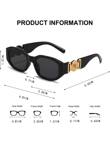 Gafas de sol rectangulares BUTABY UV400 para mujeres