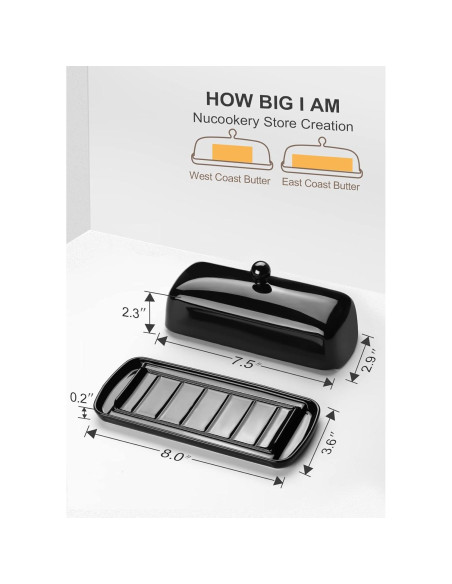 Plato de Mantequilla Nucookery Cerámica con Tapa Negra 113g