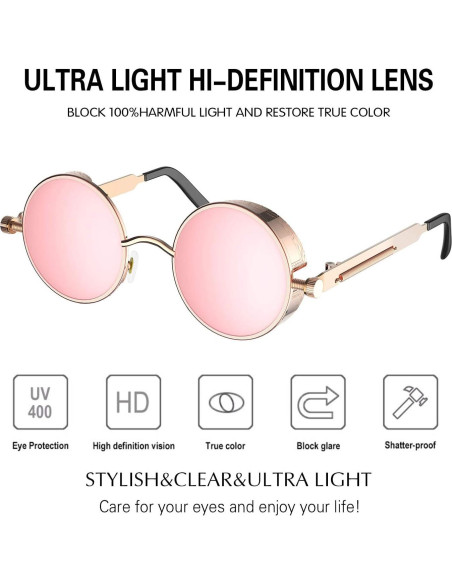 Gafas de Sol Steampunk Retro ProudDemon Redondas UV400 Gafas de Sol Steampunk Retro ProudDemon Redondas UV400
