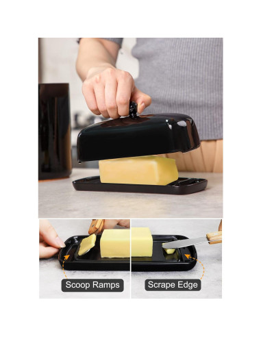 Plato de Mantequilla Nucookery Cerámica con Tapa Negra 113g