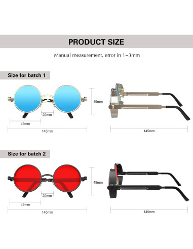 Gafas de sol steampunk Prouddemon redondas UV400 unisex