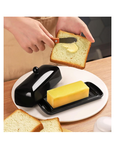 Plato de Mantequilla Nucookery Cerámica con Tapa Negra 113g