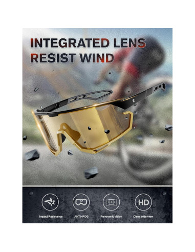 Gafas de Ciclismo Fotoquímicas BIRCEN TR90 Doradas