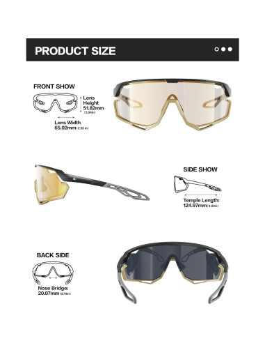 Gafas de Ciclismo Fotoquímicas BIRCEN TR90 Doradas