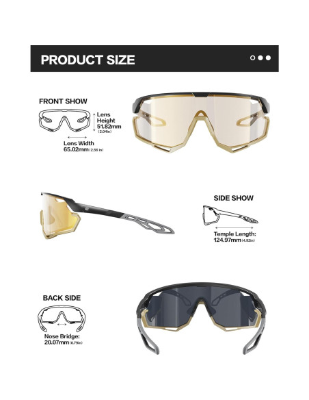 Gafas de Ciclismo Fotoquímicas BIRCEN TR90 Doradas Gafas de Ciclismo Fotoquímicas BIRCEN TR90 Doradas