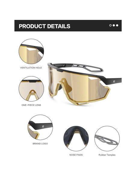 Gafas de Ciclismo Fotoquímicas BIRCEN TR90 Doradas Gafas de Ciclismo Fotoquímicas BIRCEN TR90 Doradas