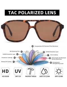 Gafas de sol aviador JIM HALO polarizadas marrón 55mm 2