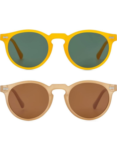 Gleyemor Gafas de Sol Polarizadas UV400 Redondas Unisex
