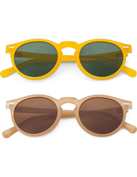 Gleyemor Gafas de Sol Polarizadas UV400 Redondas Unisex