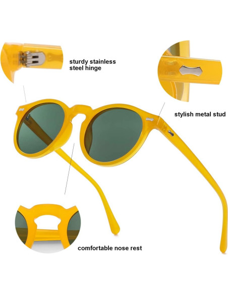 Gleyemor Gafas de Sol Polarizadas UV400 Redondas Unisex