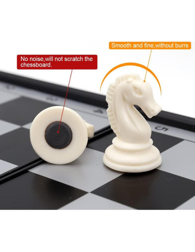 Set de Ajedrez Magnético 10" KAILE - 3 en 1 Viaje Damas Backgammon