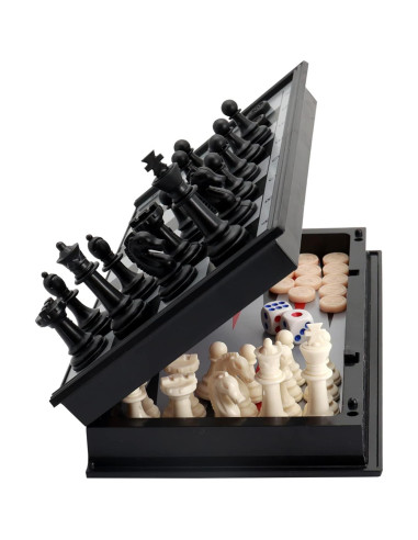 Set de Ajedrez Magnético 10" KAILE - 3 en 1 Viaje Damas Backgammon