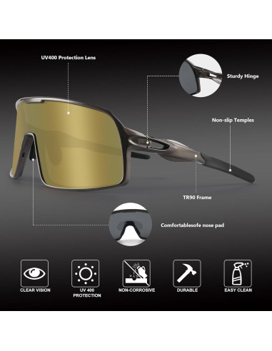 Gafas de Ciclismo Polarizadas BangLong UV400 Oro