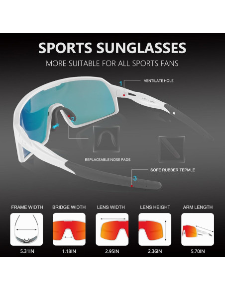 Gafas de Ciclismo Polarizadas BangLong UV400 Rojo Blanco