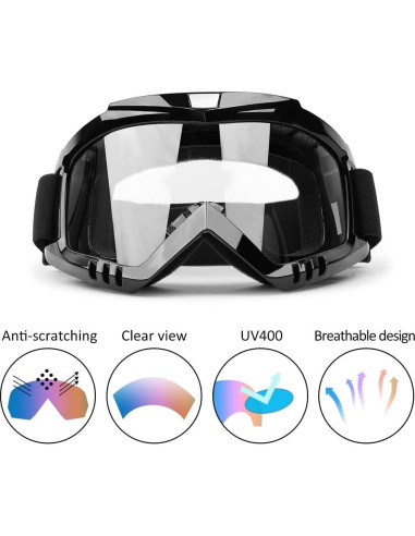 Gafas de Motocross LMAVAG Lente Clara Antivaho Ajustables