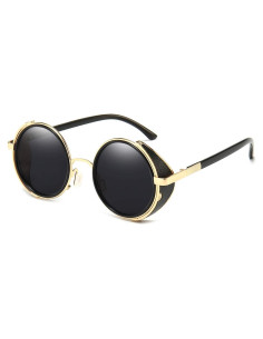 Gafas de Sol Steampunk Dollger Redondas UV400 Metal Dorado