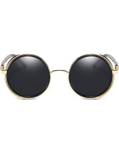 Gafas de Sol Steampunk Dollger Redondas UV400 Metal Dorado 2