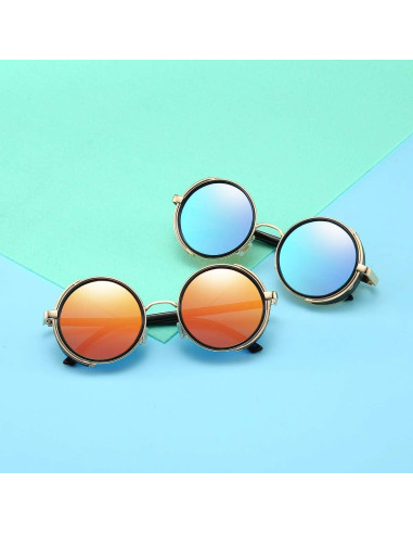 Gafas de Sol Steampunk Dollger Redondas UV400 Metal Dorado