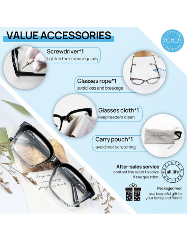 Gafas de Lectura Retro Cuadradas MARE AZZURO +6.00 Hombres