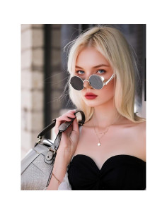 Gafas de Sol Retro Steampunk FEISEDY Modelo B1857 Plata 2