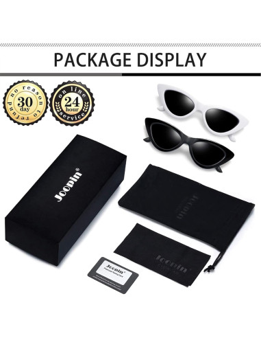 Gafas de sol cat eye Joopin UV400 polarizadas negras y blancas