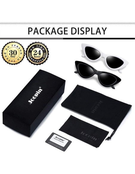 Gafas de sol cat eye Joopin UV400 polarizadas negras y blancas