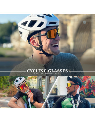 Gafas de Ciclismo SCVCN DZ-S62 UV400 Unisex Rojo Negro