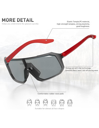 Gafas de Ciclismo SCVCN DZ-S62 UV400 Unisex Rojo Negro