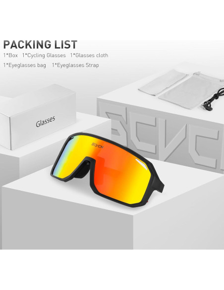 Gafas de Ciclismo SCVCN DZ-S62 UV400 Unisex Rojo Negro