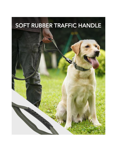 Correa Táctica para Perros Joytale 1.22-1.83m Bungee Verde Militar