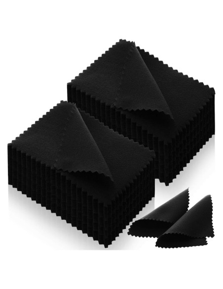 200 Paños de Limpieza de Joyería Tatuo Microfibra 6x8 cm Negro