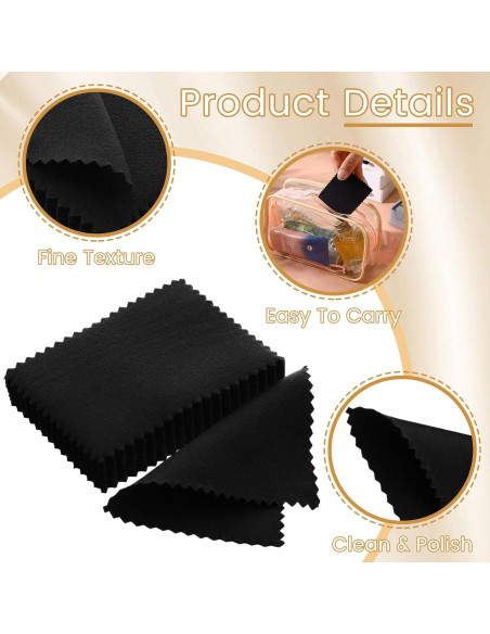 200 Paños de Limpieza de Joyería Tatuo Microfibra 6x8 cm Negro
