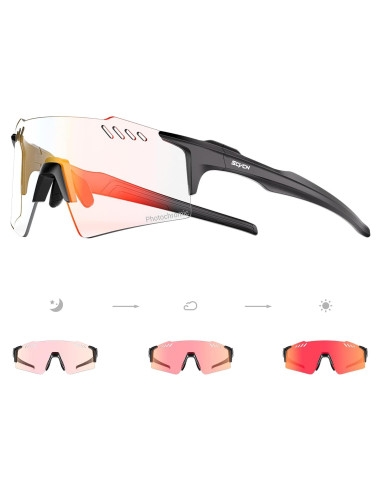 Gafas de Ciclismo Fotoquímicas SCVCN UV400 TR90 Negro