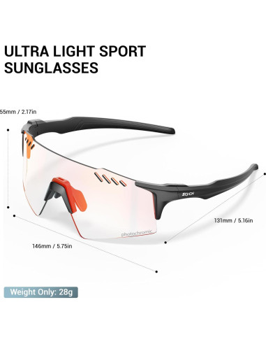 Gafas de Ciclismo Fotoquímicas SCVCN UV400 TR90 Negro