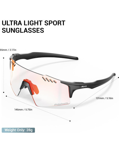 Gafas de Ciclismo Fotoquímicas SCVCN UV400 TR90 Negro