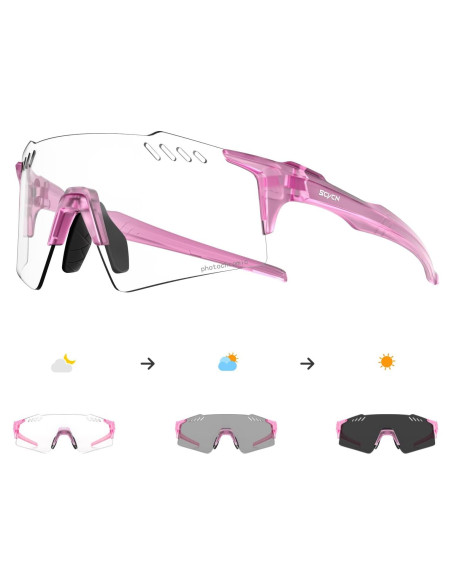 Gafas de Ciclismo Fotochromáticas SCVCN TR90 UV400 Rosa