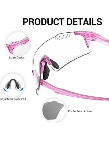 Gafas de Ciclismo Fotochromáticas SCVCN TR90 UV400 Rosa