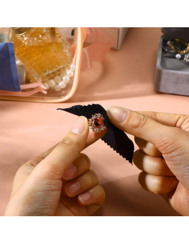 200 Paños de Limpieza de Joyería Tatuo Microfibra 6x8 cm Negro