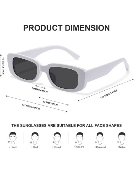 Gafas de Sol Rectangulares JASPIN UV400 Unisex Retro Gafas de Sol Rectangulares JASPIN UV400 Unisex Retro