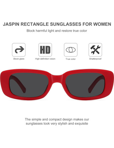 Gafas de Sol Rectangulares JASPIN UV400 Unisex Rojo