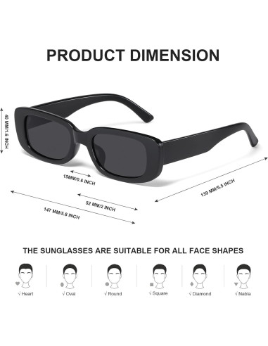 Gafas de Sol Rectangulares JASPIN UV400 Unisex Retro 90s