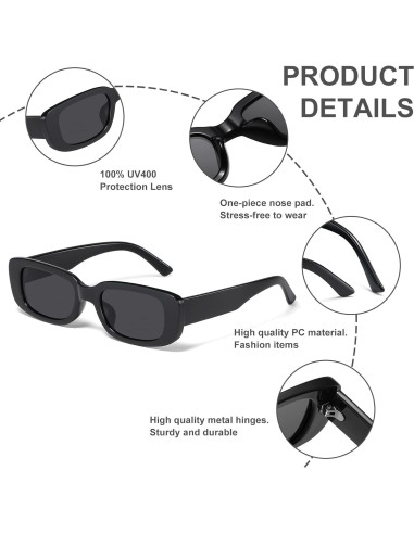 Gafas de Sol Rectangulares JASPIN UV400 Unisex Retro 90s