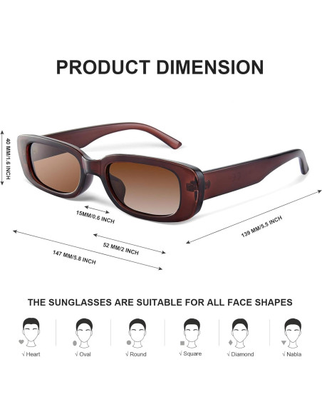 Gafas de Sol Rectangulares JASPIN UV400 Unisex Retro Y2K Gafas de Sol Rectangulares JASPIN UV400 Unisex Retro Y2K