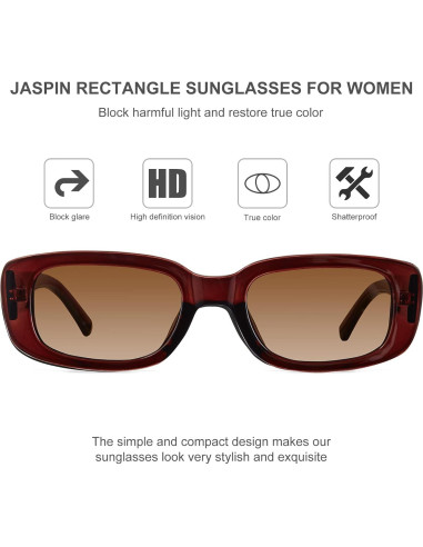 Gafas de Sol Rectangulares JASPIN UV400 Unisex Retro Y2K